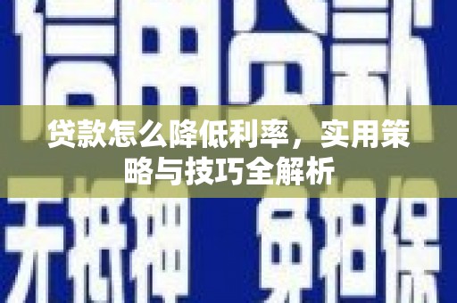海晏贷款怎么降低利率，实用策略与技巧全解析