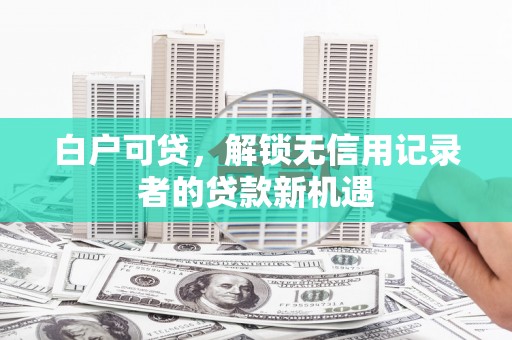 海晏白户可贷，解锁无信用记录者的贷款新机遇