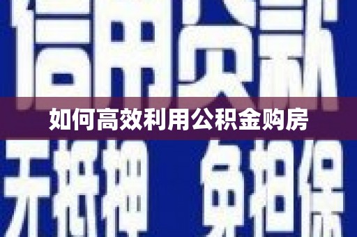 海晏如何高效利用公积金购房